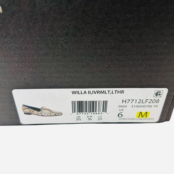NEW Vionic Willa II Leather Loafers Flats Snakeskin Print Slip On SIZE 6 - Picture 11 of 12